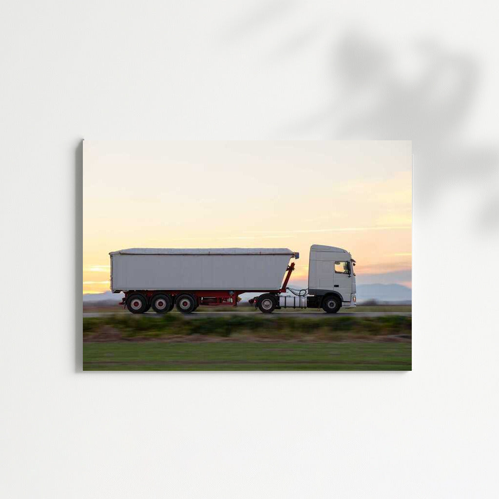 White Truck on the Road: Power and Motion