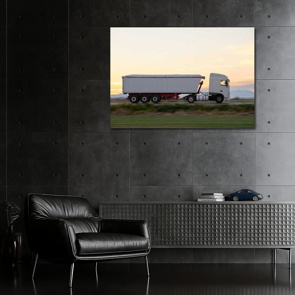 White Truck on the Road: Power and Motion