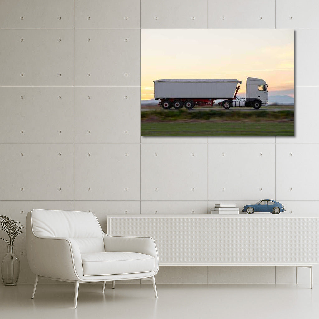 White Truck on the Road: Power and Motion