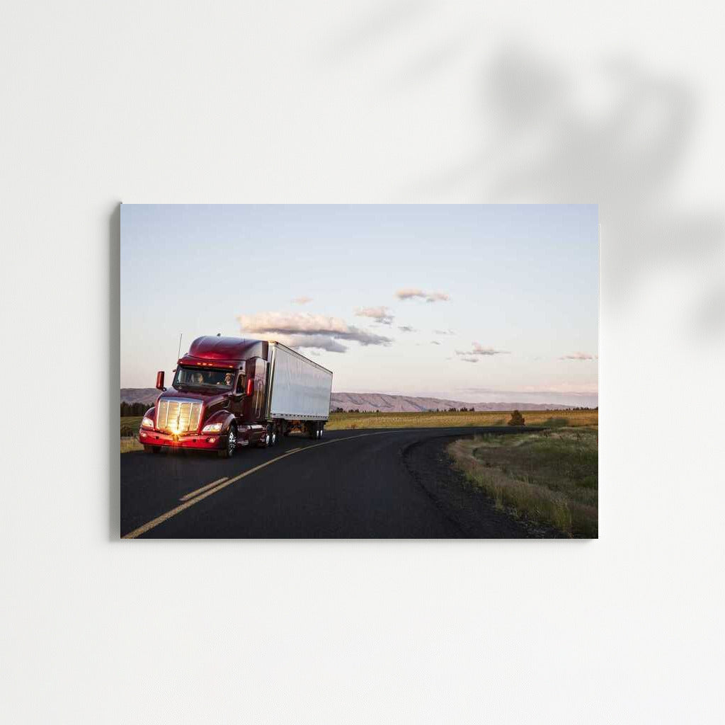 Sunset Run: Power Truck on the Road