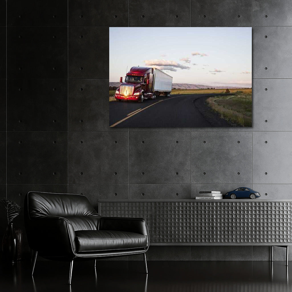 Sunset Run: Power Truck on the Road