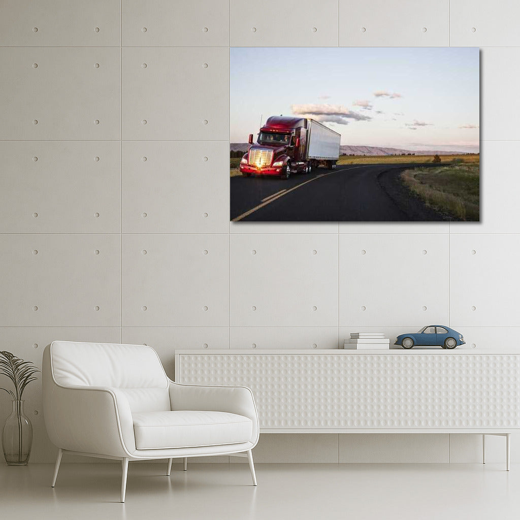 Sunset Run: Power Truck on the Road