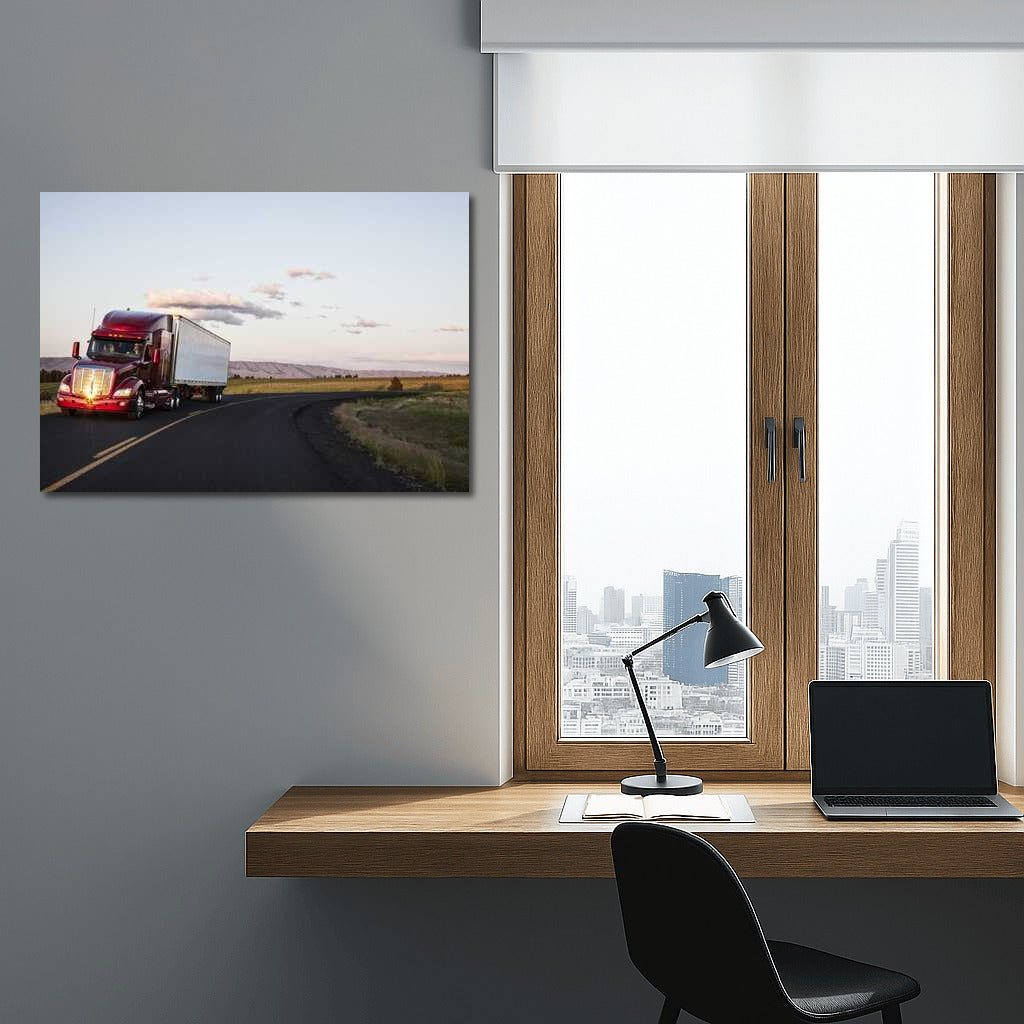 Sunset Run: Power Truck on the Road