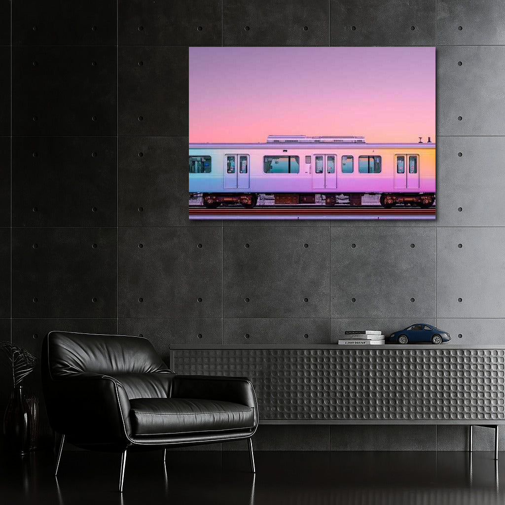 Sunset Express: Train Dynamics Against a Warm Tone Background