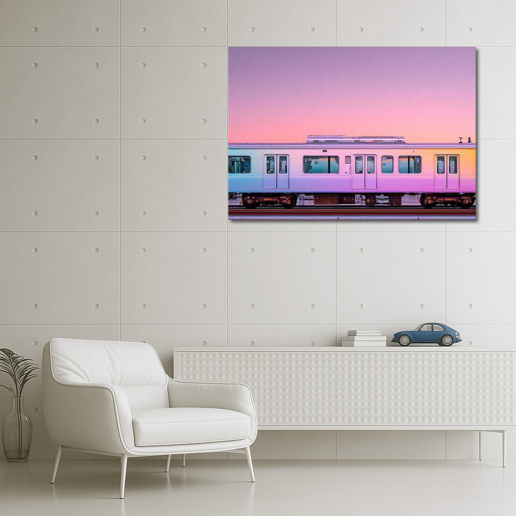 Sunset Express: Train Dynamics Against a Warm Tone Background