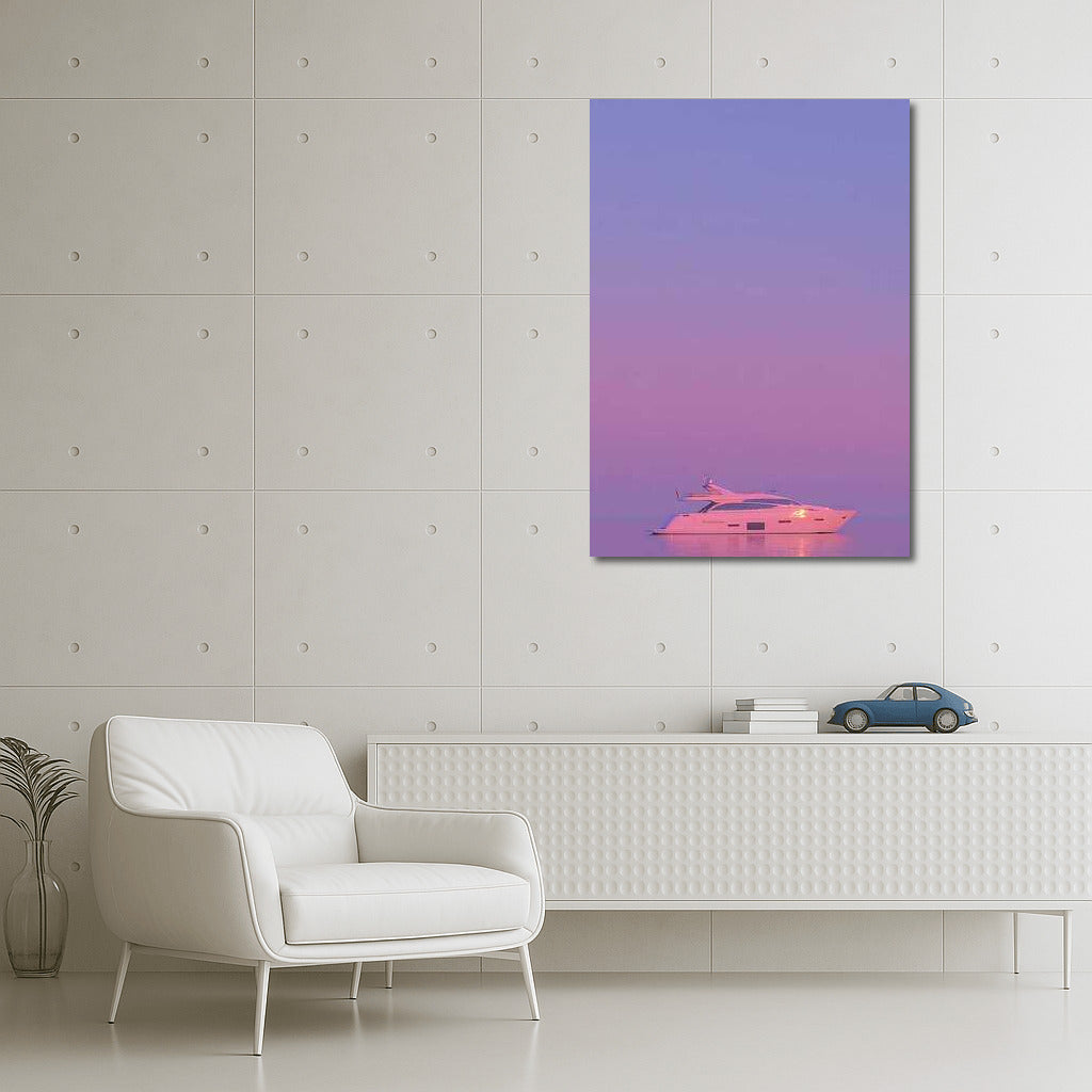 Purple Twilight: Yacht in Freedom Flight