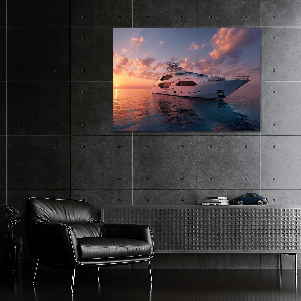 Sunset Elegy: Yacht on the Wave