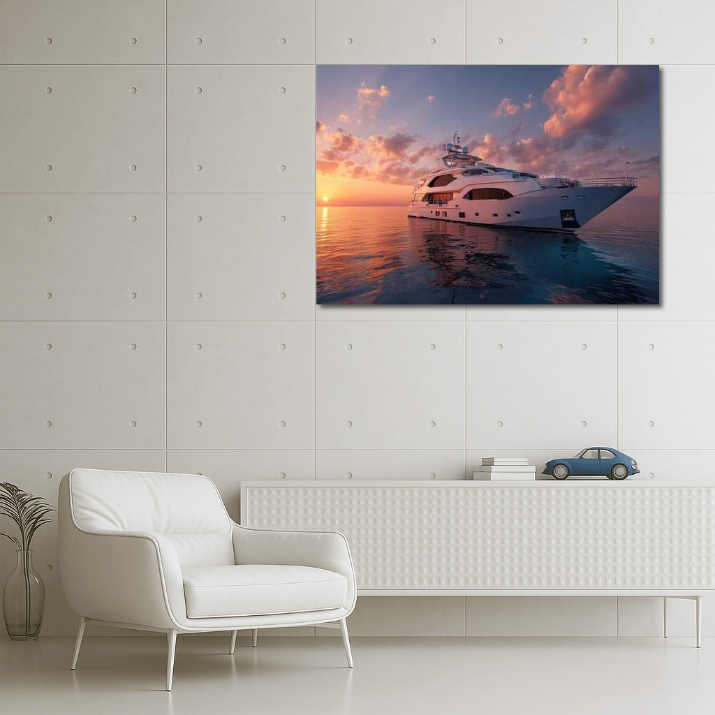 Sunset Elegy: Yacht on the Wave