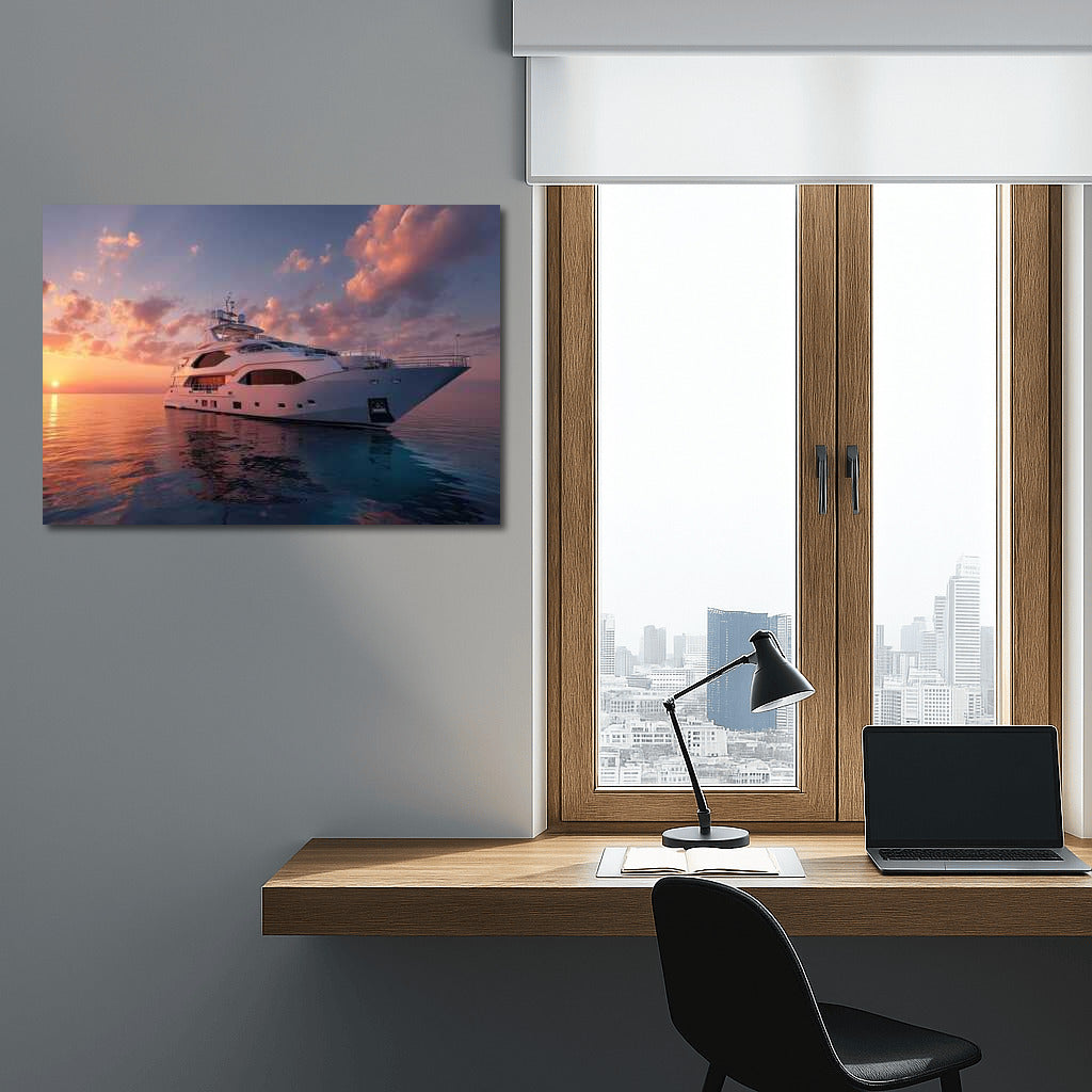 Sunset Elegy: Yacht on the Wave