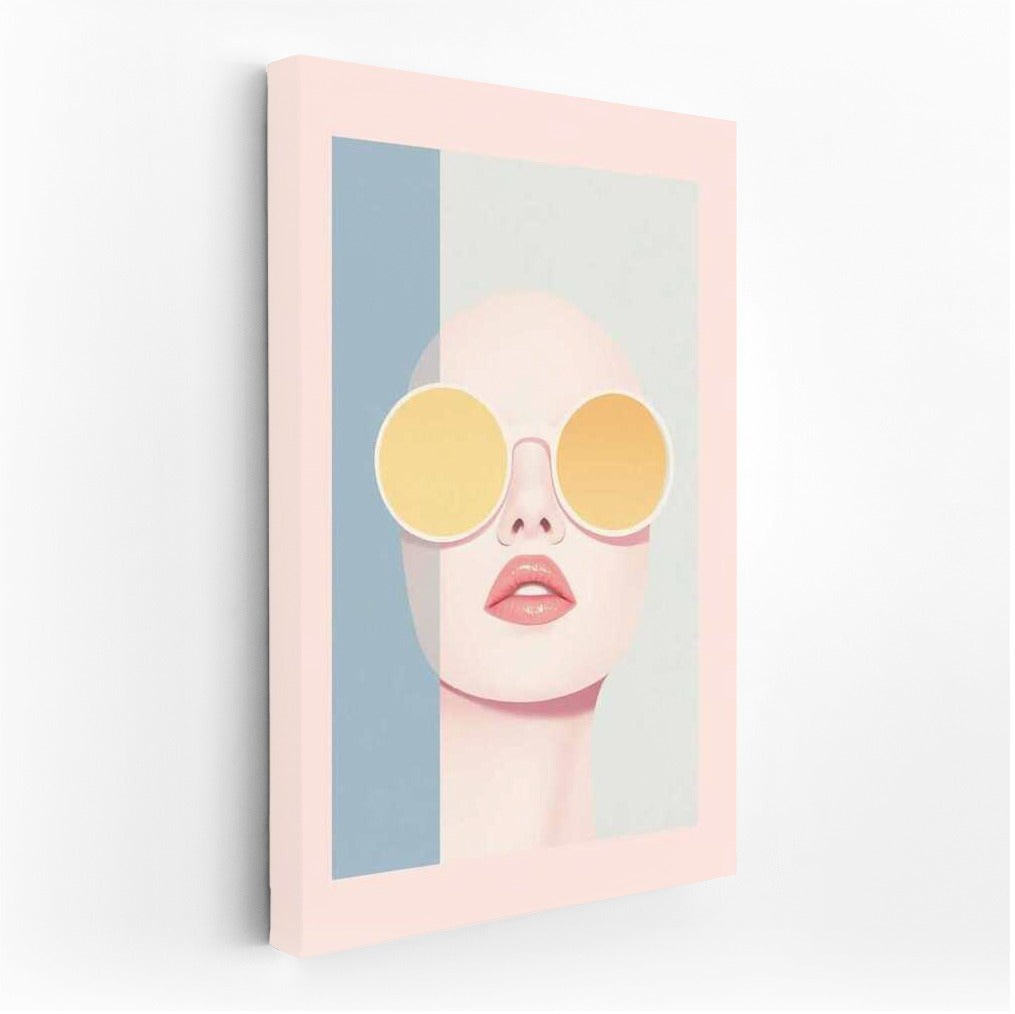 Pastel Face in Glasses: Minimalism Aesthetics