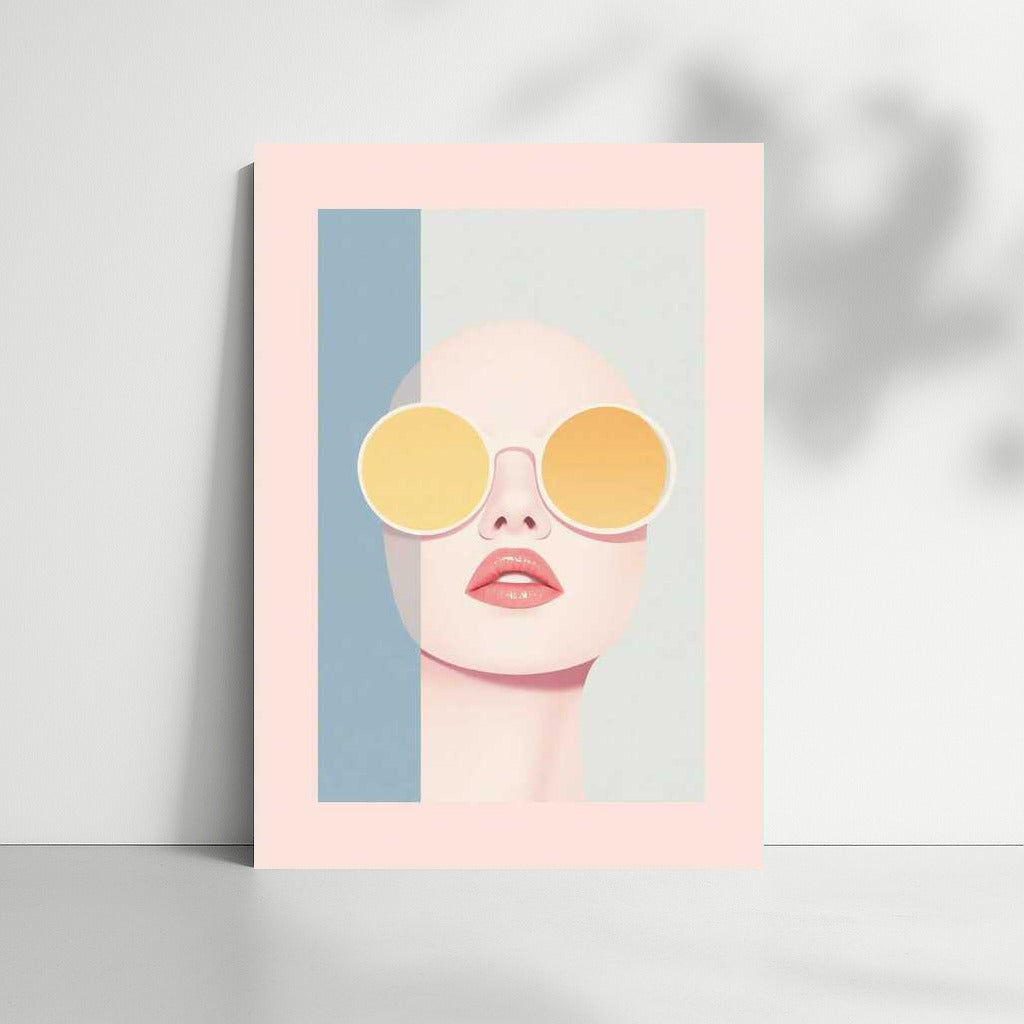 Pastel Face in Glasses: Minimalism Aesthetics