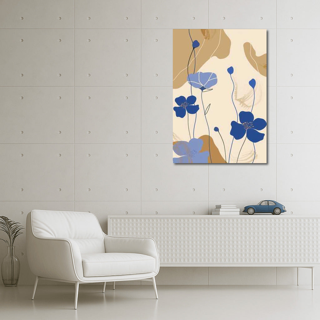 Elegant Harmony: Blue Flowers in Minimalism