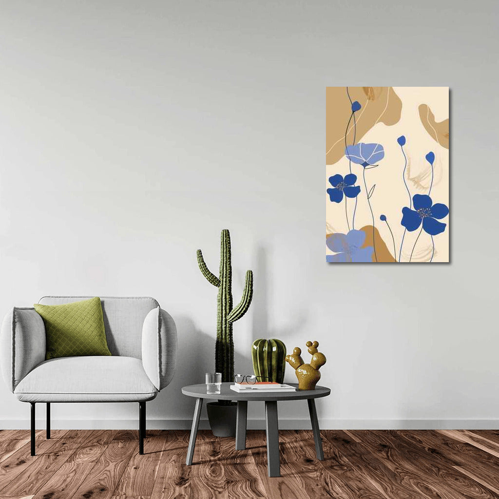 Elegant Harmony: Blue Flowers in Minimalism