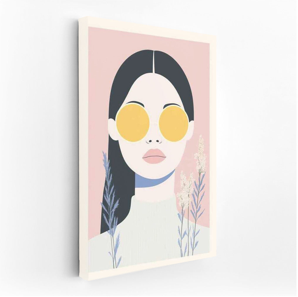 Mysterious Look in Pastel Glasses: Aesthetic Minimalism
