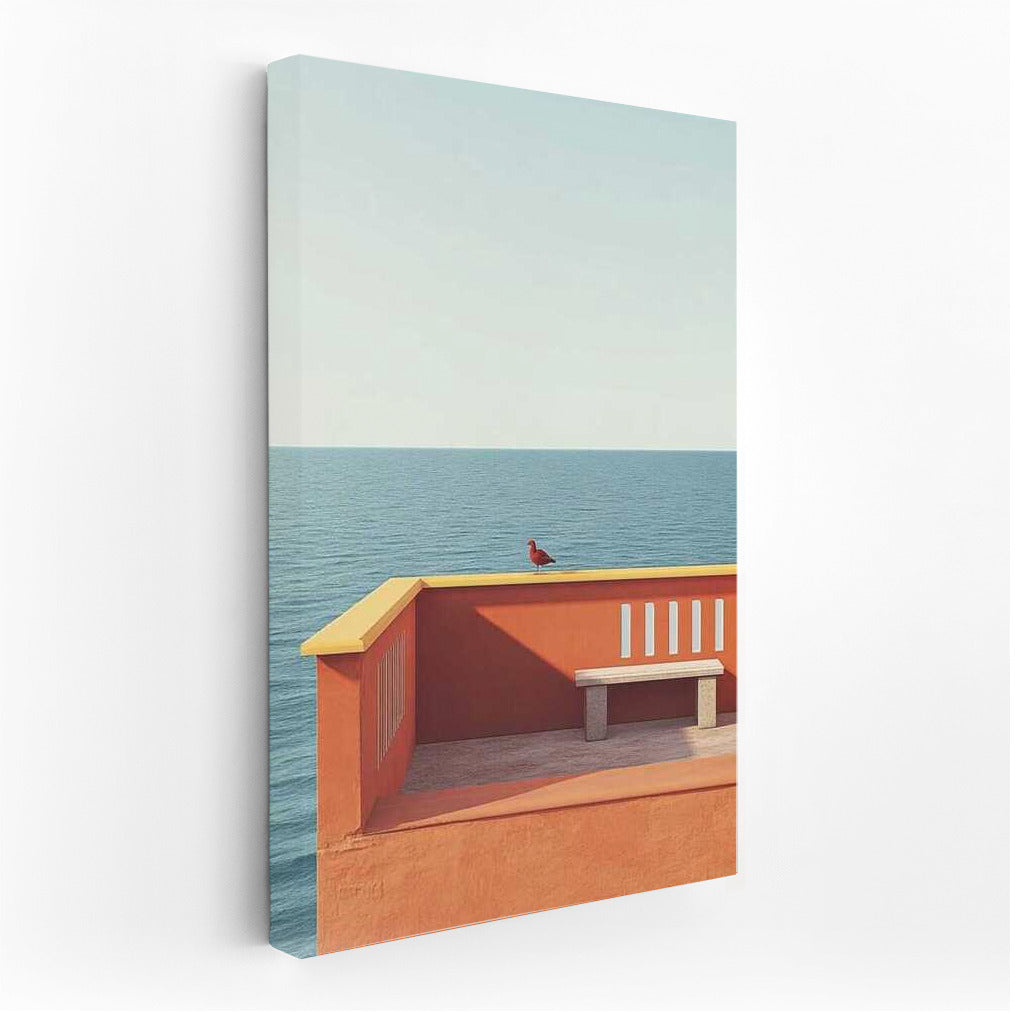 Marine Serenity: Feathered Accent in Minimal Abstraction