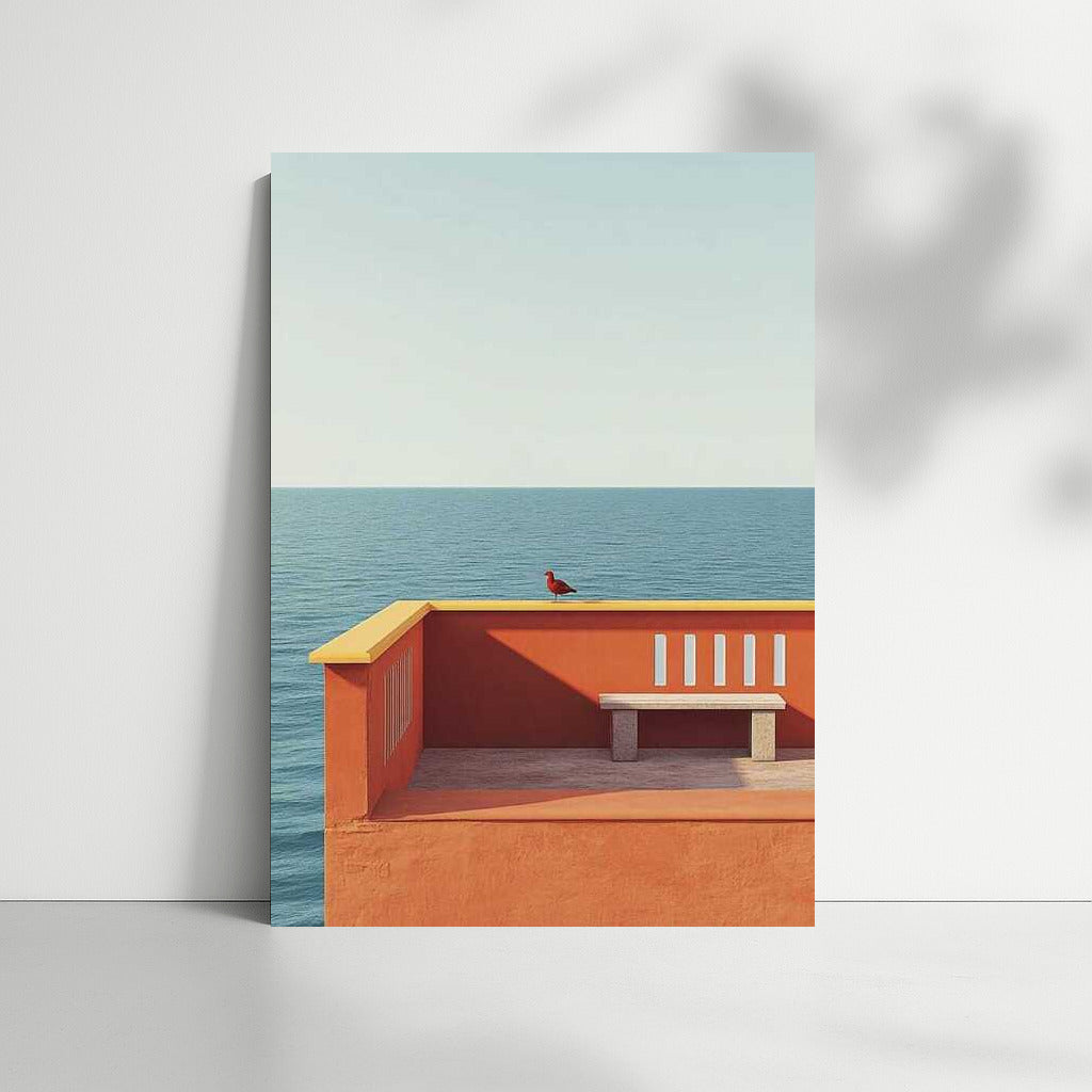 Marine Serenity: Feathered Accent in Minimal Abstraction