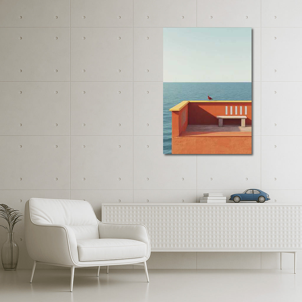 Marine Serenity: Feathered Accent in Minimal Abstraction