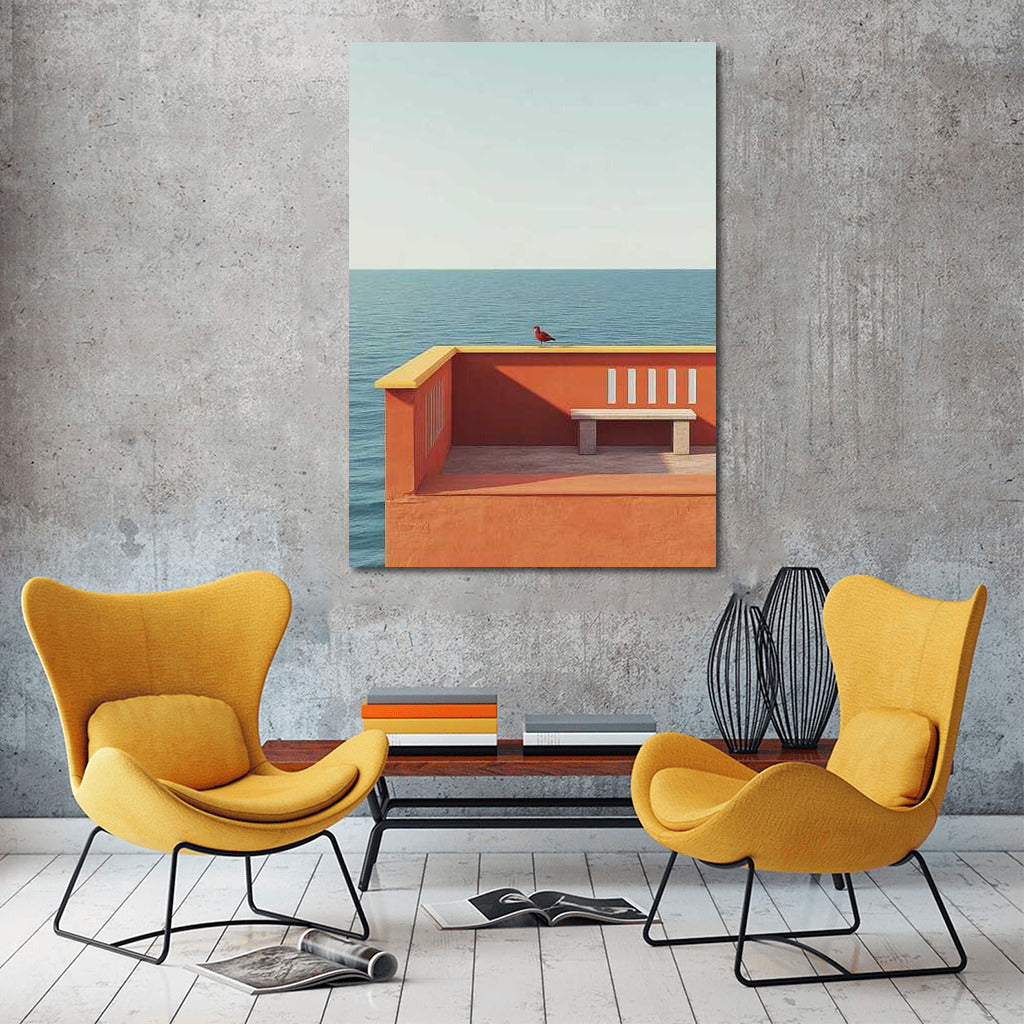 Marine Serenity: Feathered Accent in Minimal Abstraction
