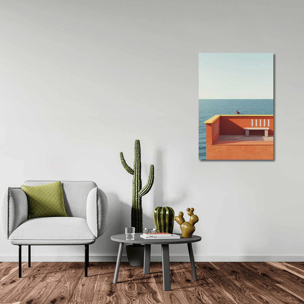 Marine Serenity: Feathered Accent in Minimal Abstraction