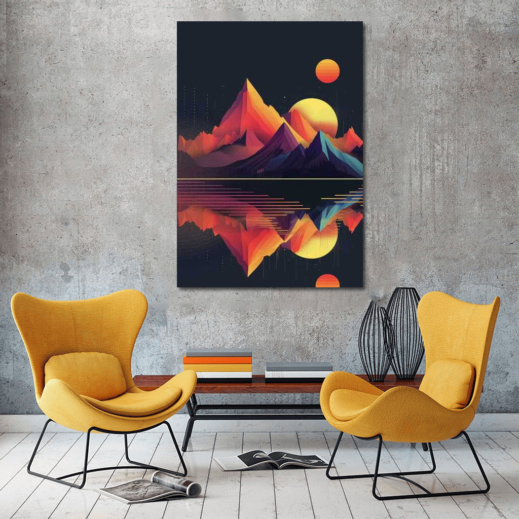 Sunset Mountains Glow: Elegant Minimalism