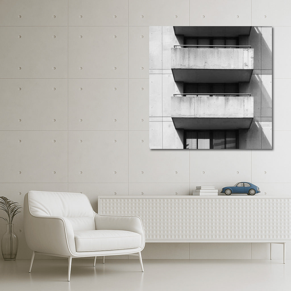 Concrete Balconies: Urban Harmony in Minimalism and Shadows