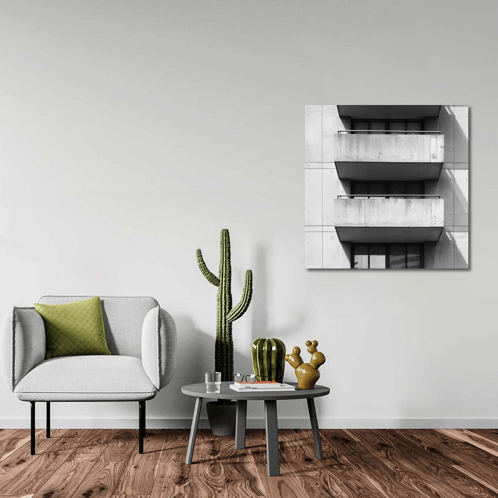 Concrete Balconies: Urban Harmony in Minimalism and Shadows