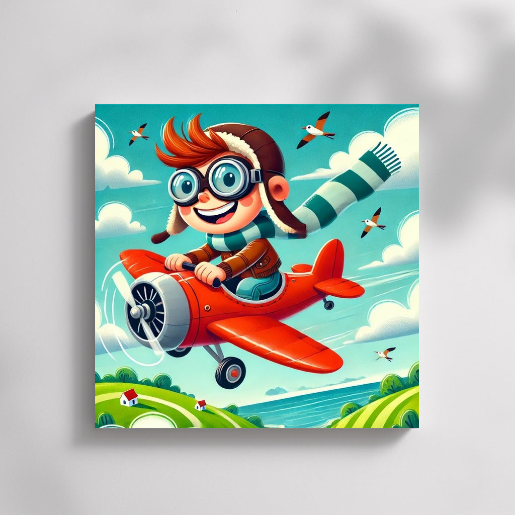 Brave Pilot on Red Plane: Adventures in the Sky for Boys