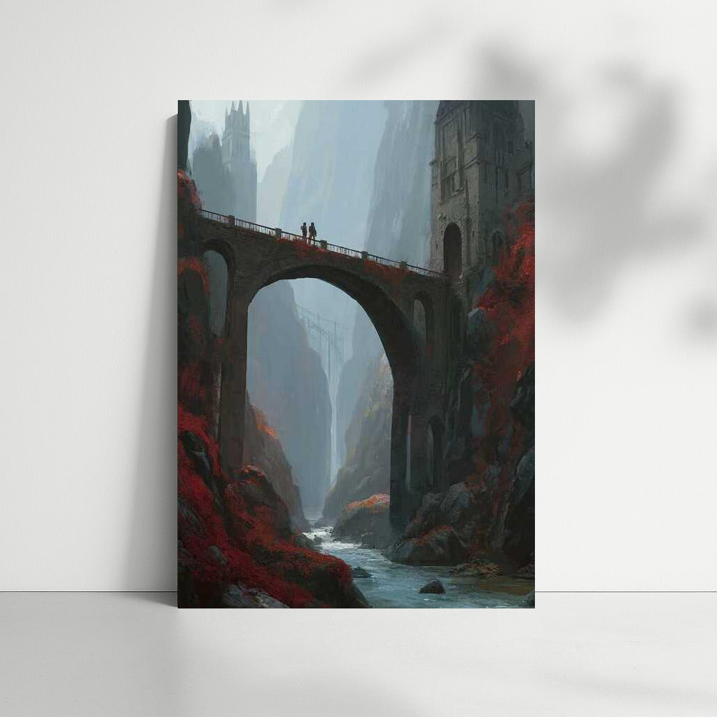 Fantasy Architectural Bridge: Majestic Arch Between Rocks