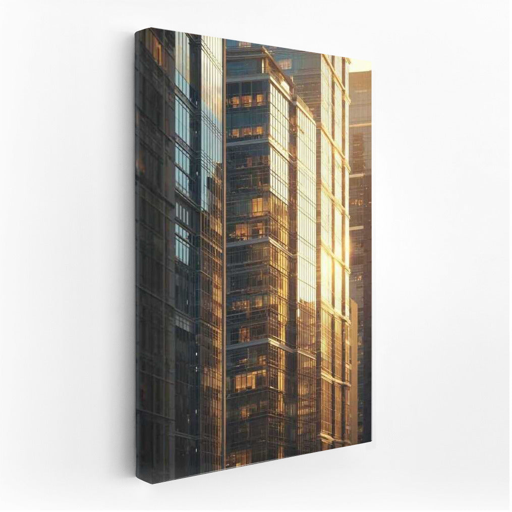 Golden Glow of Glass Giants: Modern Architecture and Buildings
