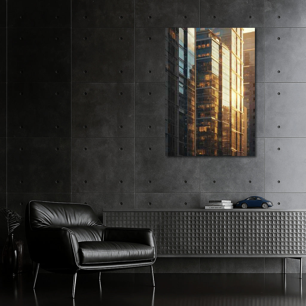 Golden Glow of Glass Giants: Modern Architecture and Buildings