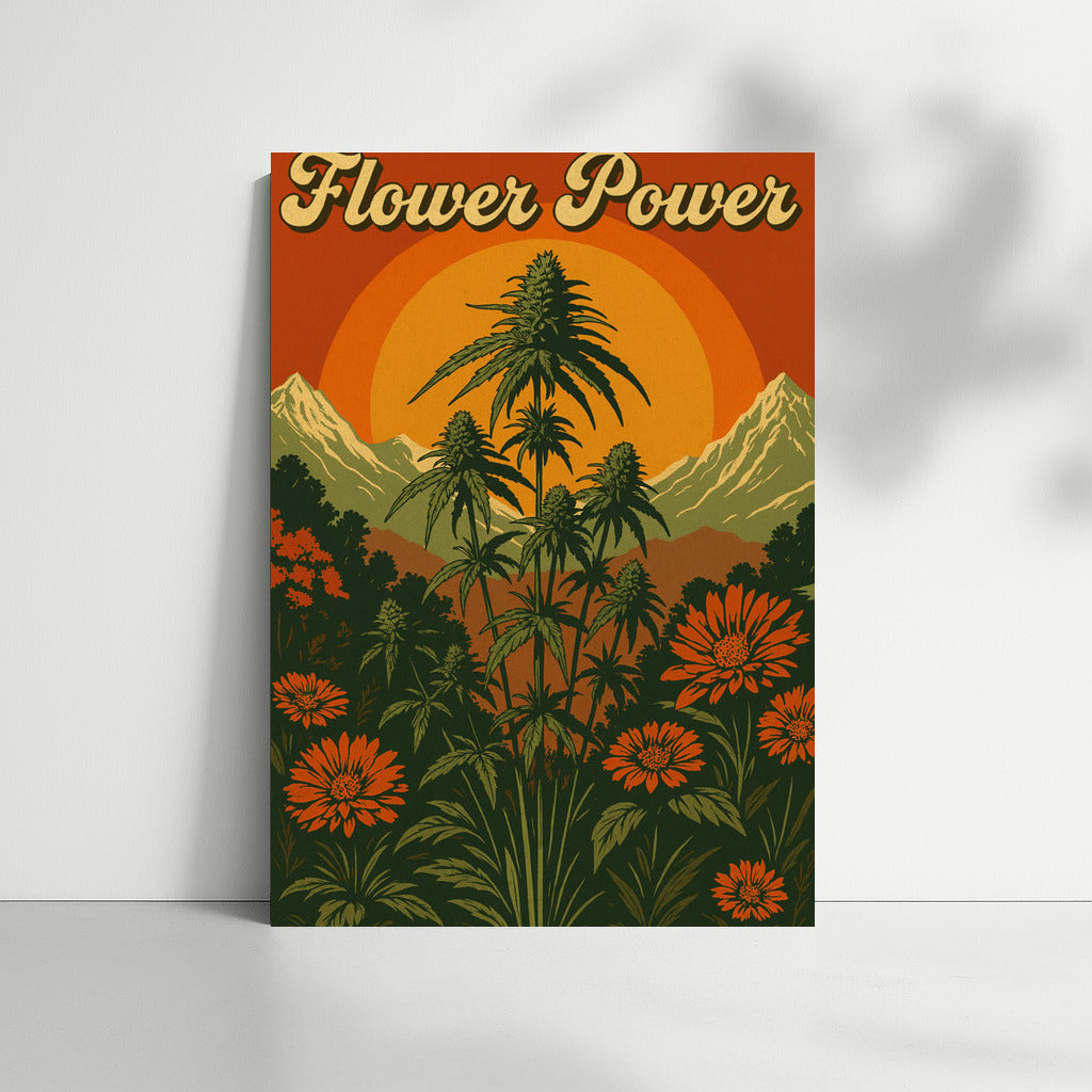 Retro Sunset: Flowers and Cannabis in Warm Rays