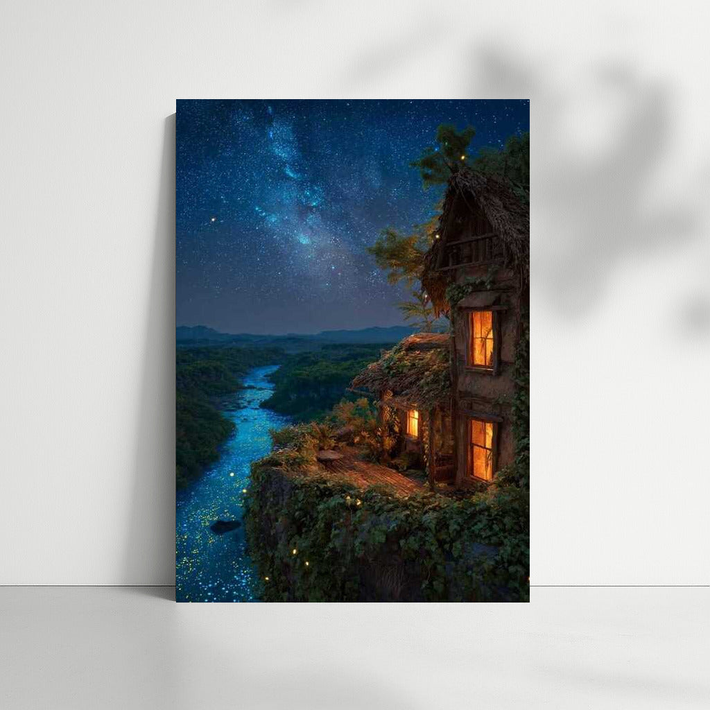 Cozy House on the Edge of the Magical Forest under the Starry Sky: Cottagecore