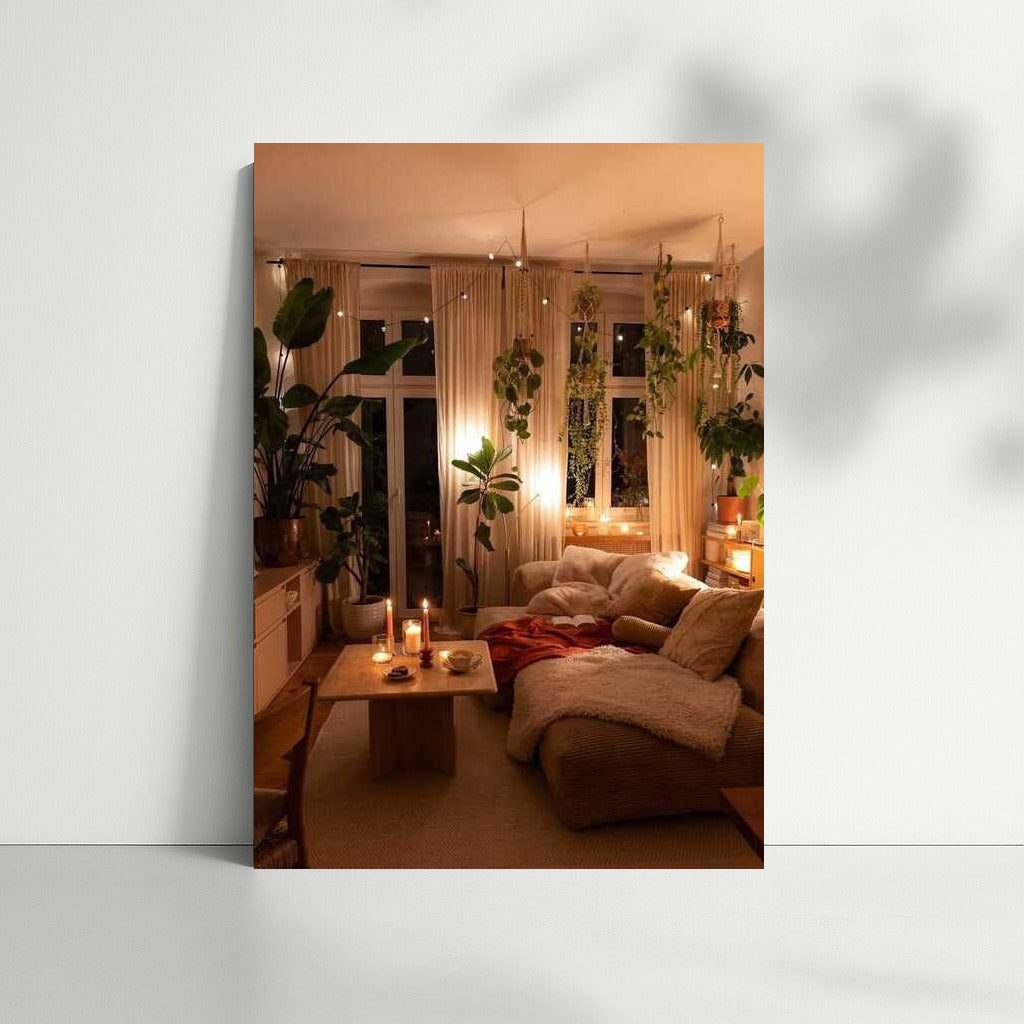 Warmth of Candles and Greenery of Plants for Coziness