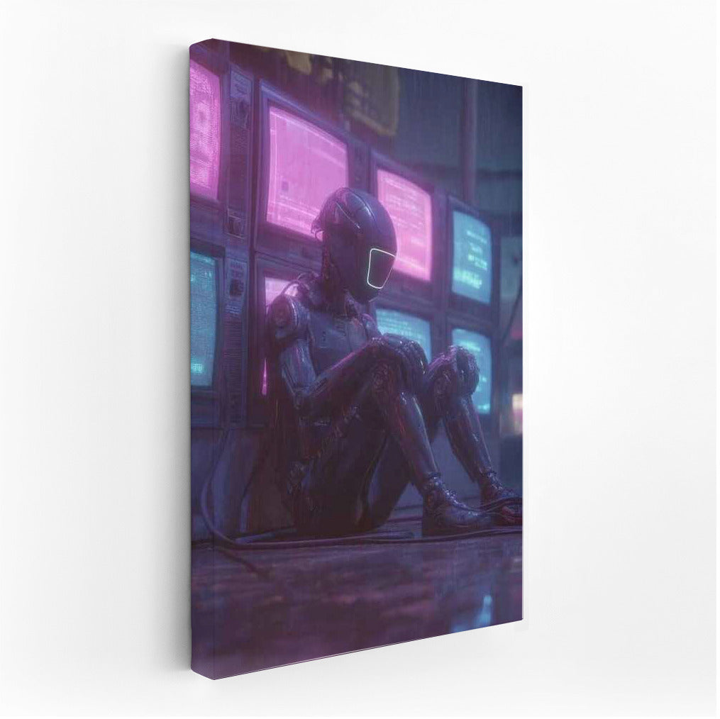 Cyborg in Neon Rain: Cyberpunk World of Screens