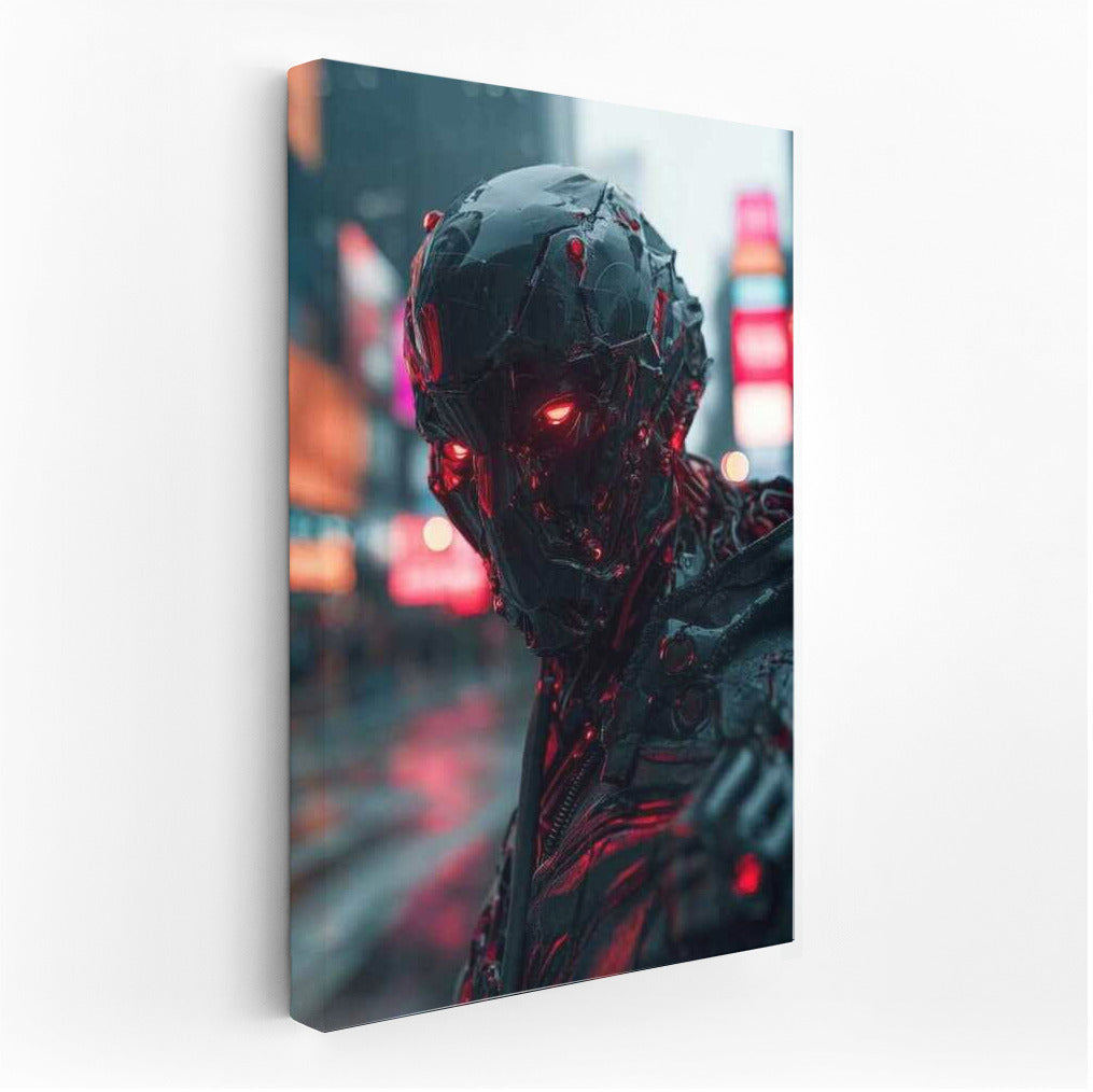 Neon Guardian: Glowing Eyes Cyberpunk City
