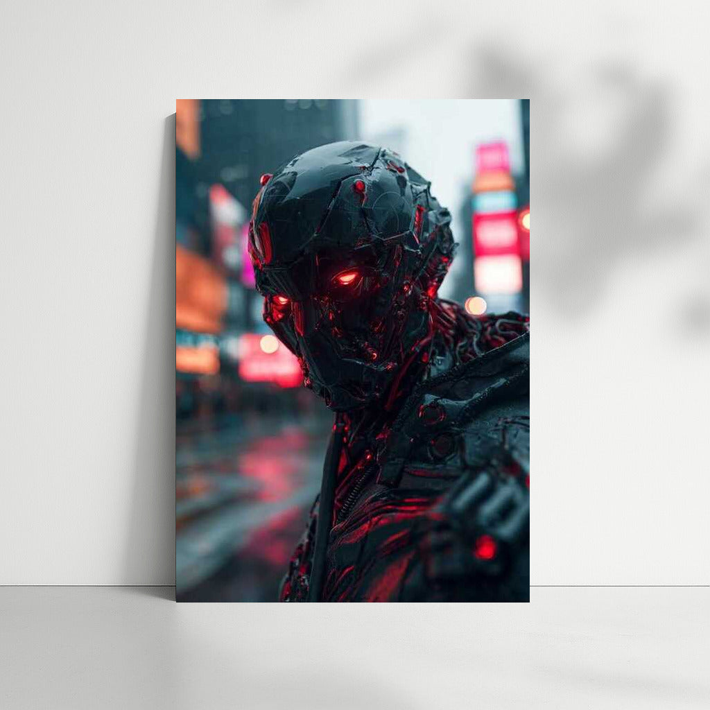 Neon Guardian: Glowing Eyes Cyberpunk City