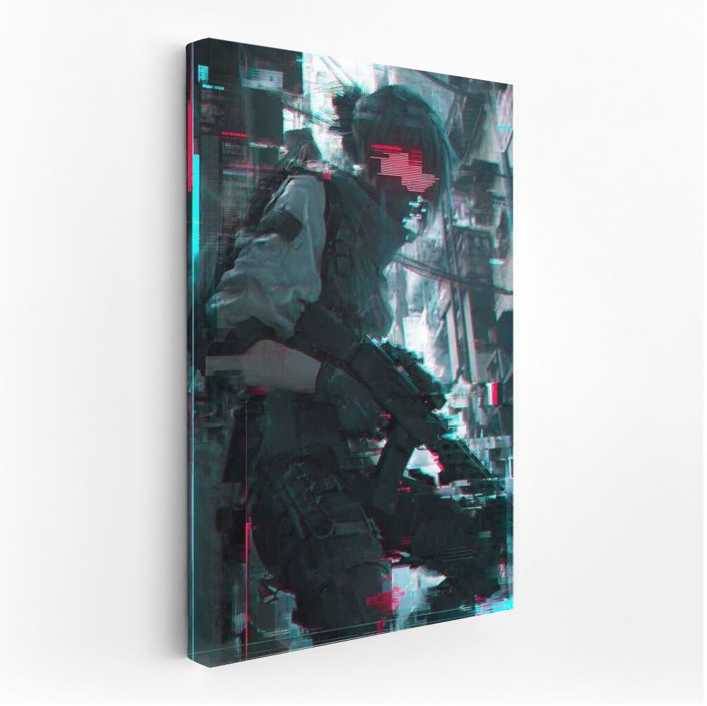 Neon Warrior: Ready for Digital Battle in the Cyberpunk World