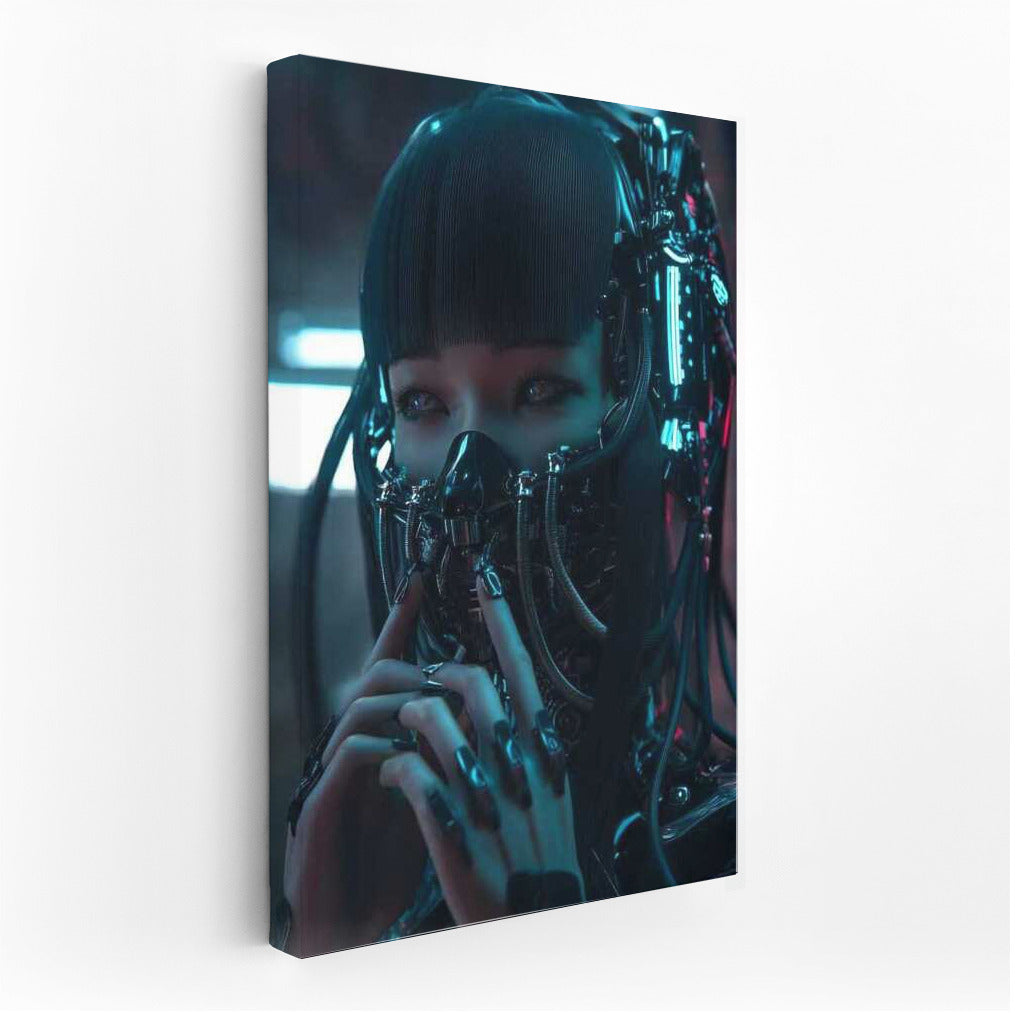 Neon Cyborg in the Dark: Cyberpunk Atmosphere