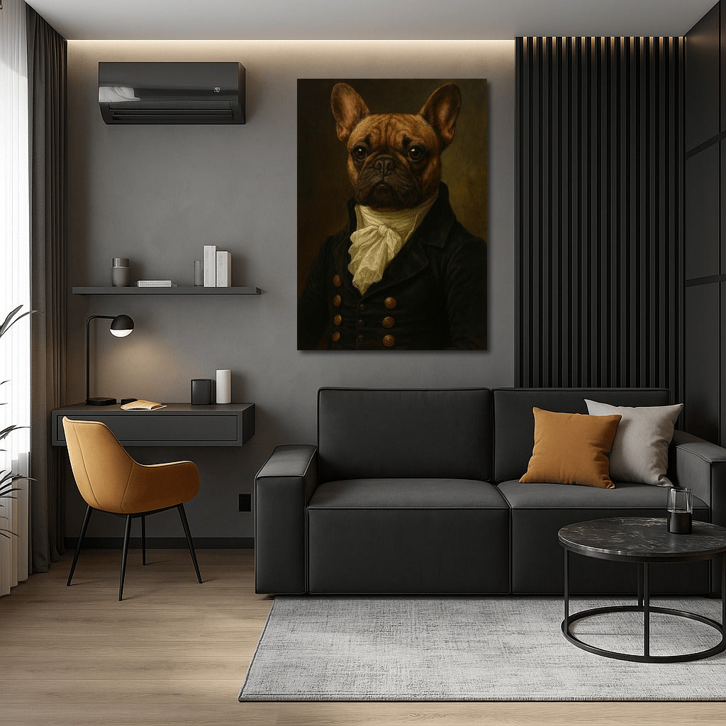 Bulldog in Period Costume: Dark Academia Elegance