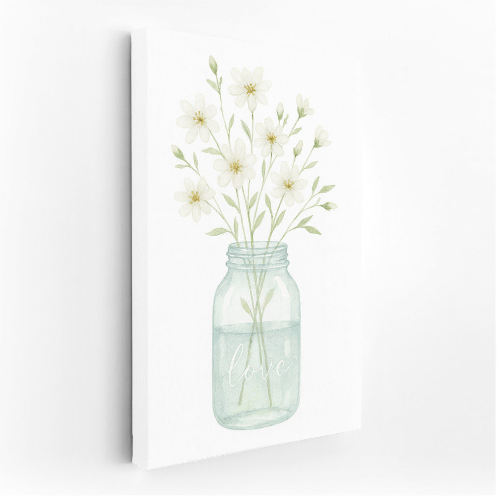 Delicate Flowers in a Jar: Atmosphere of Love and Tranquility