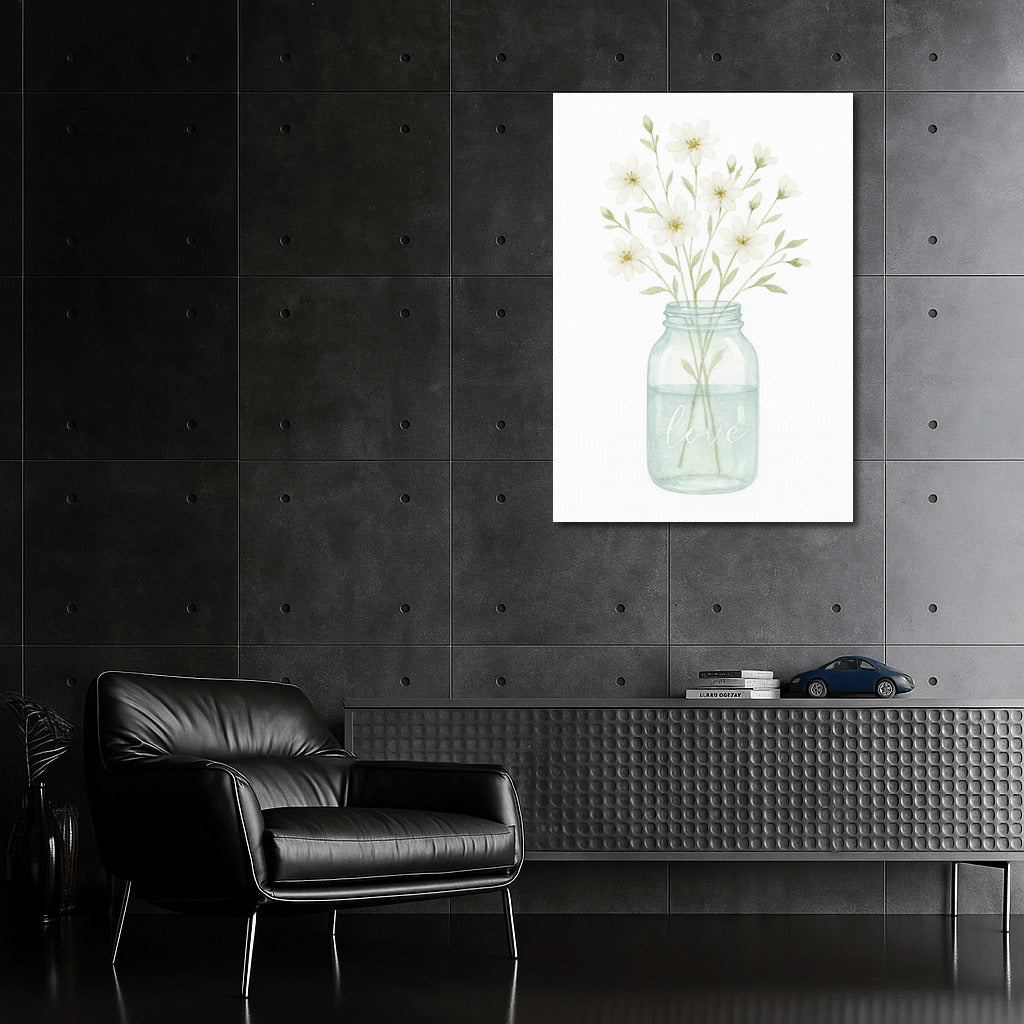Delicate Flowers in a Jar: Atmosphere of Love and Tranquility