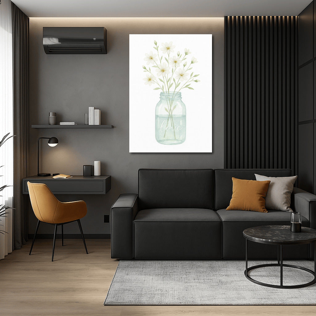 Delicate Flowers in a Jar: Atmosphere of Love and Tranquility