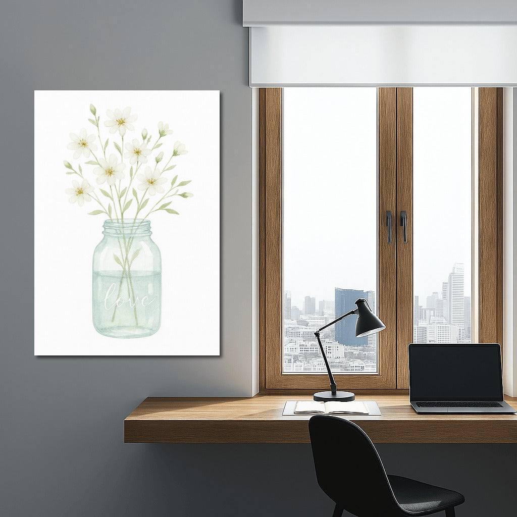 Delicate Flowers in a Jar: Atmosphere of Love and Tranquility