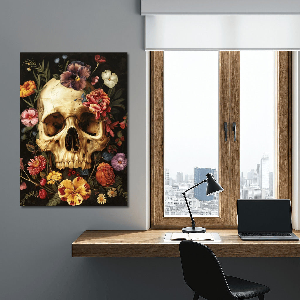 Gothic Skull in Flowers: Mystery and Beauty