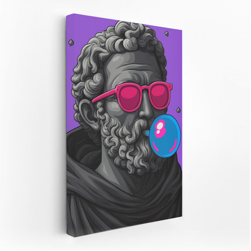 Sculpted Hipster: Chewing Gum and Bright Glasses