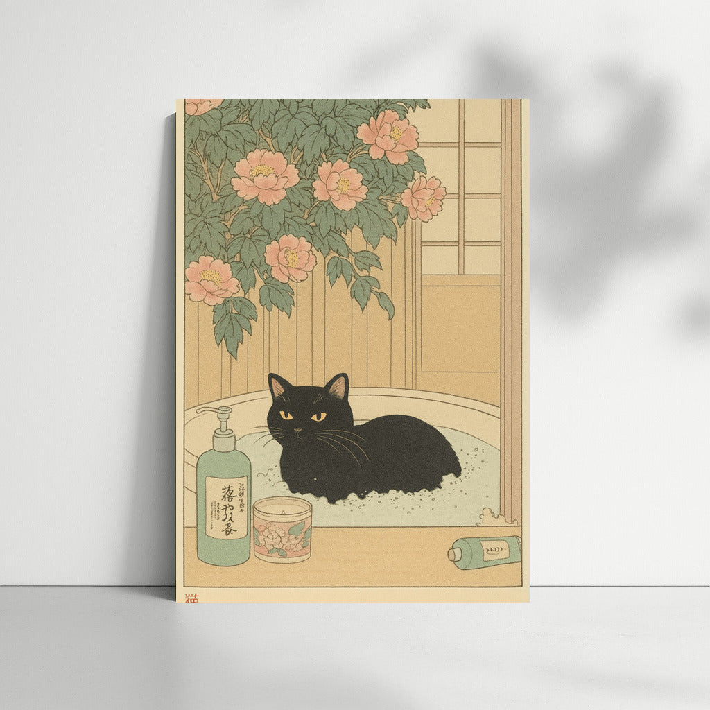 Japanese Minimalism: Cat in a Flower Bath