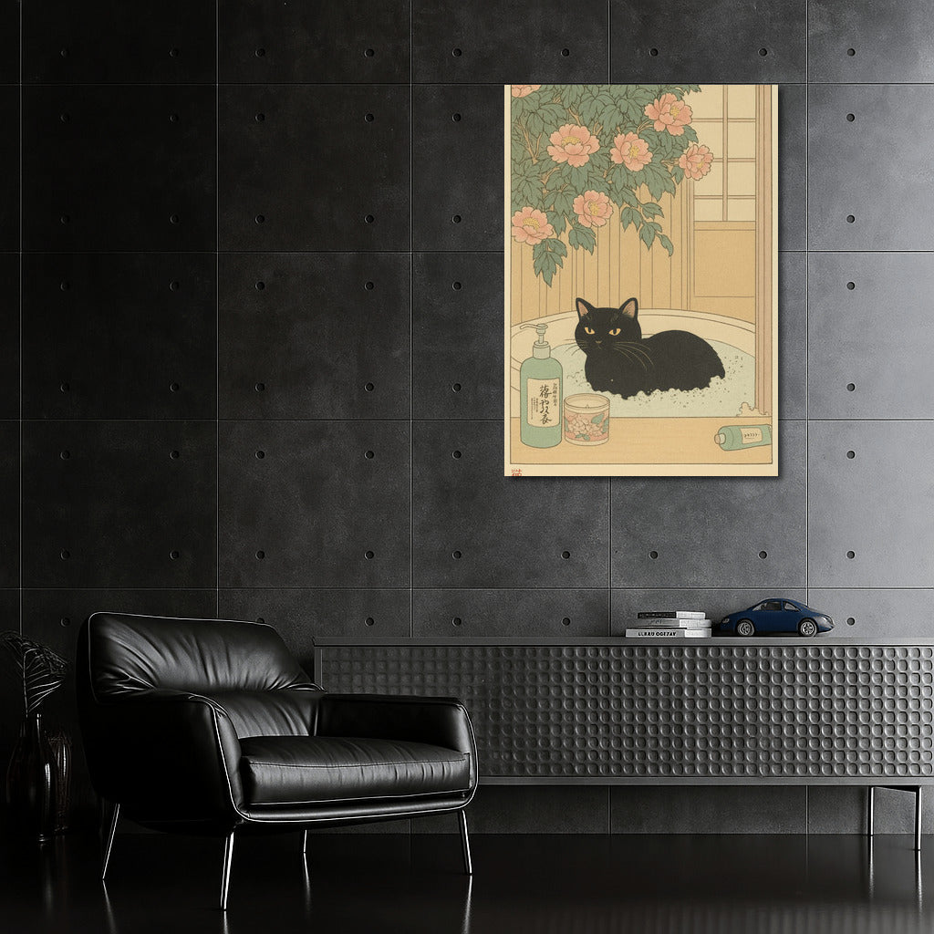 Japanese Minimalism: Cat in a Flower Bath