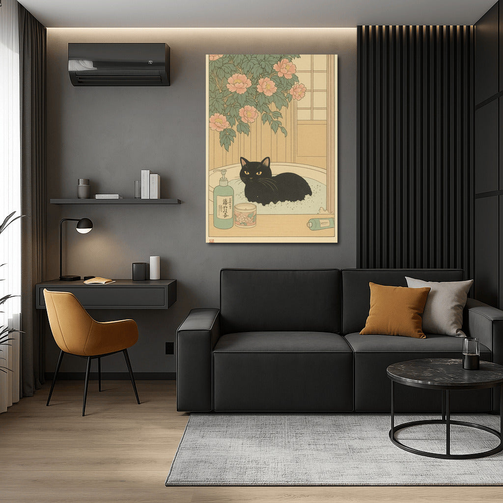 Japanese Minimalism: Cat in a Flower Bath