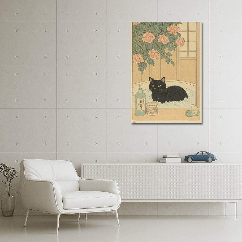 Japanese Minimalism: Cat in a Flower Bath