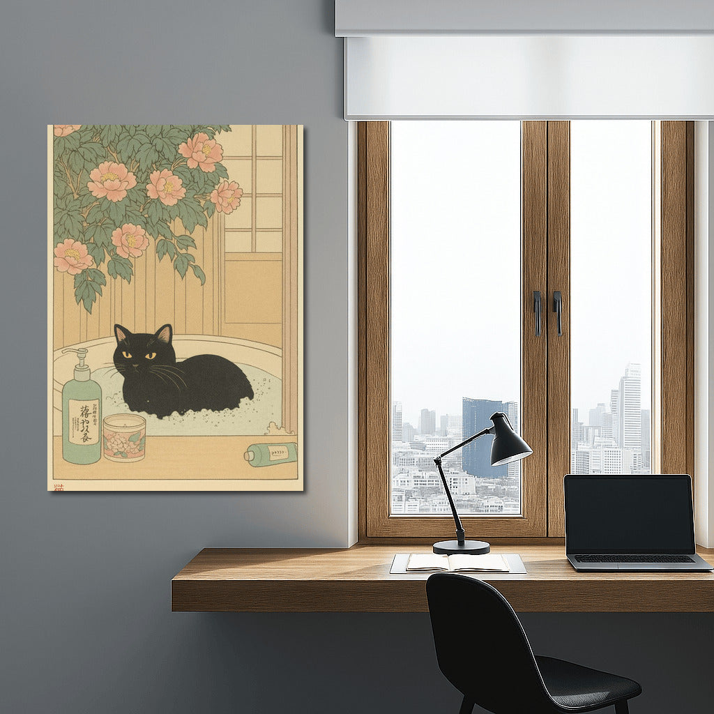 Japanese Minimalism: Cat in a Flower Bath